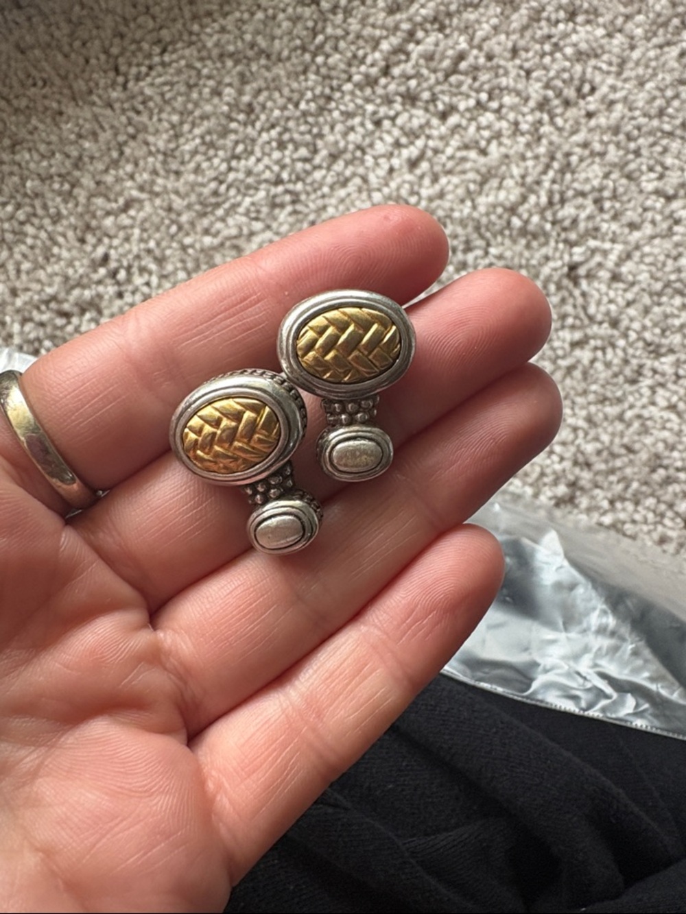 Brighton Two-Tone Braided Oval Clip-On Earrings - Gold & Silver